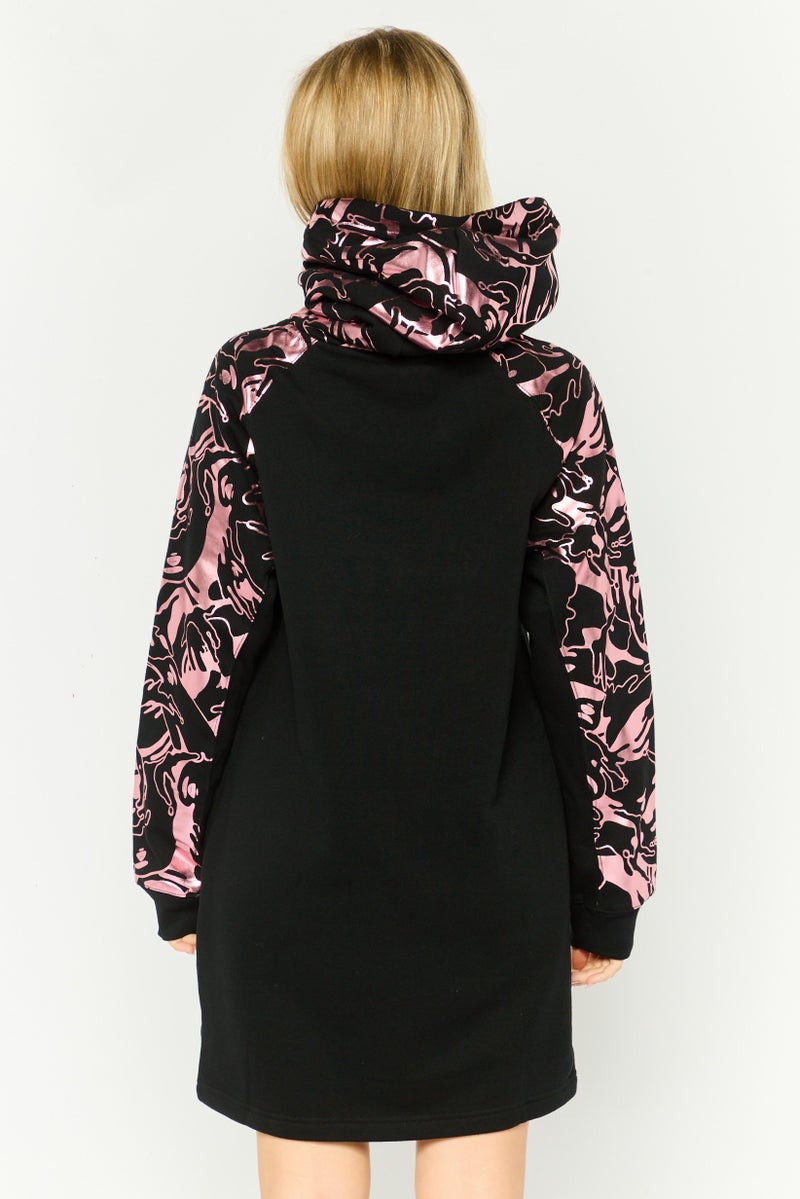 Aape By A Bathing Ape فستان هودي بشعار العلامة التجارية للنساء، أسود - Image 3